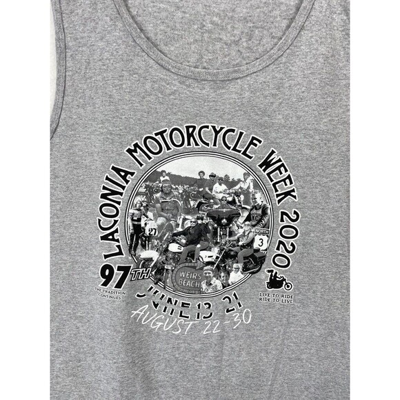 Port & Company Sleeveless T-Shirt Men’s 2XL Gray Laconia Motorcycle Week 2020 - Picture 3 of 6